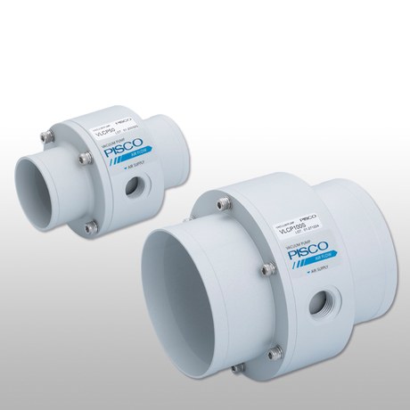 PISCO VLCP large suction flow vacuum generators, two of the three sizes shown